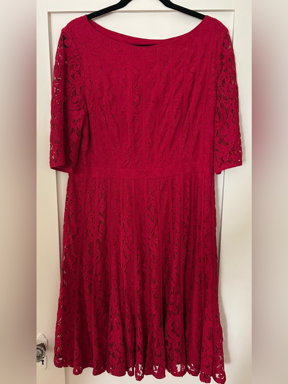 Adrienne Papell Red Lace  Dress - Elegant Women's Dress -Size 14.